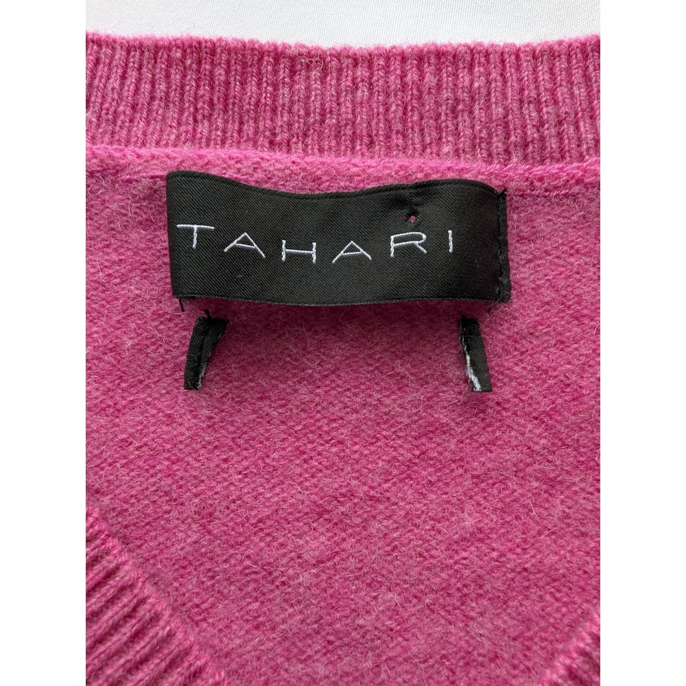 Tahari Cashmere Sweater Women S Pink V-Neck Pullover Feminine Luxury Preppy Soft - Picture 4 of 8